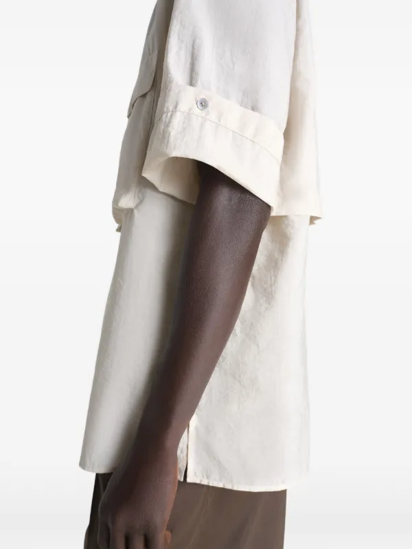 LEMAIRE Camisa Mangas Curtas Com Aba | Neutro | FARFETCH BR