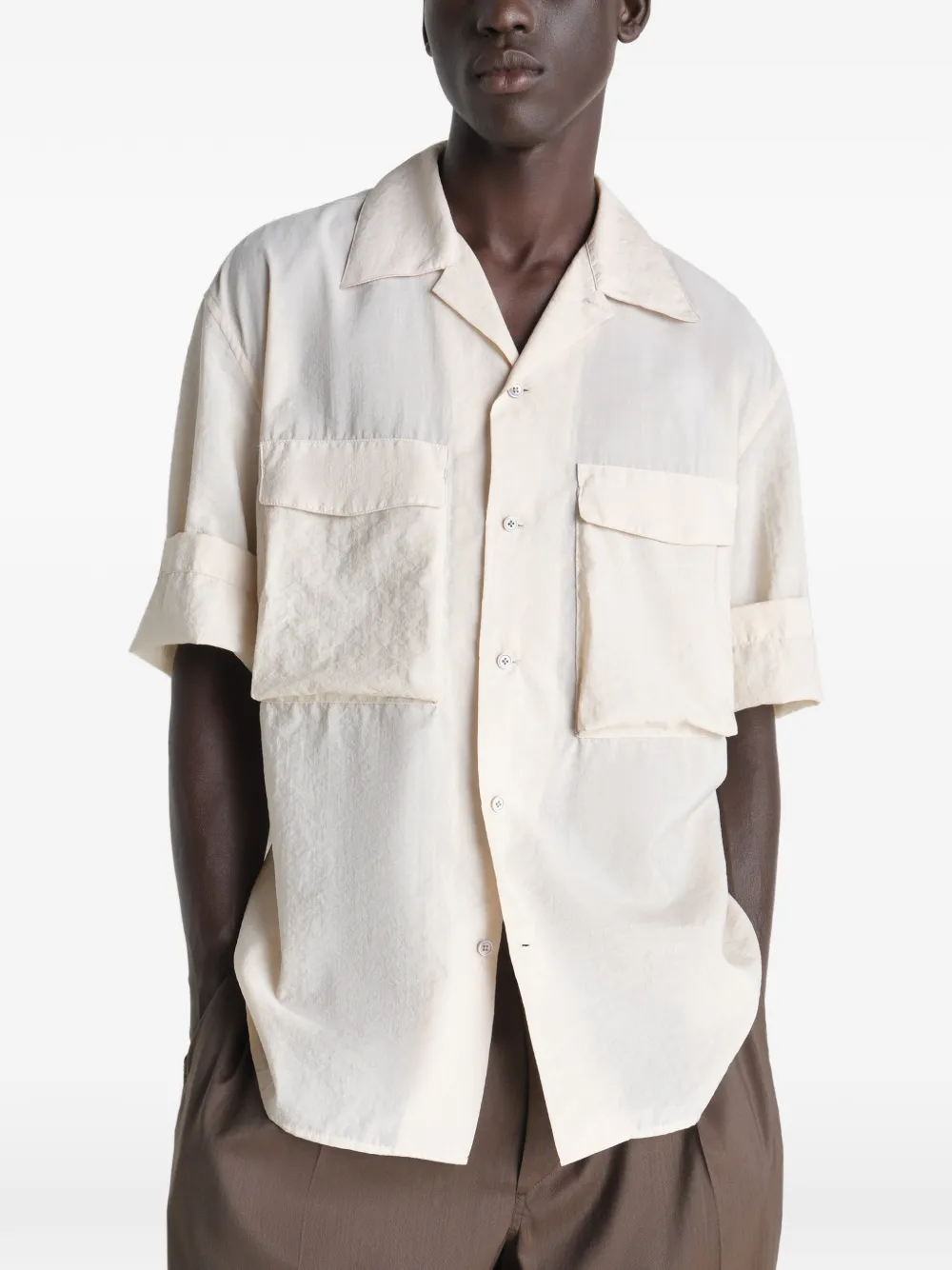 LEMAIRE Camisa Mangas Curtas Com Aba | Neutro | FARFETCH BR