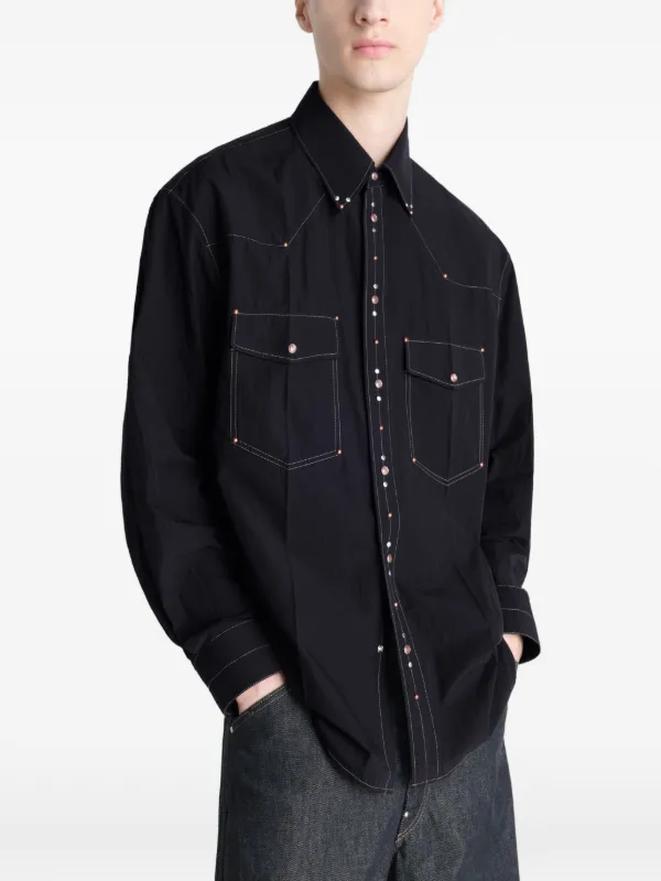 LEMAIRE スタッズ ポケット シャツ | ブラック | FARFETCH JP