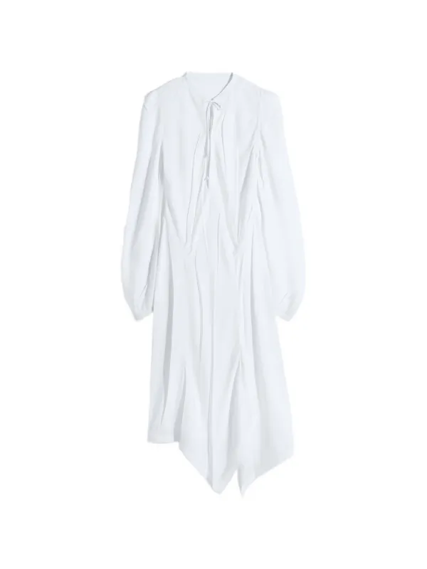 Lemaire Creased Bias Dress in Poly Viscose Twill in White
