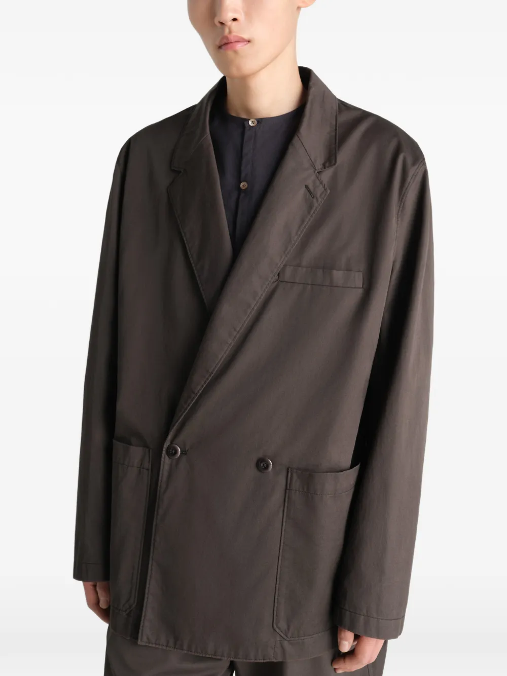  Lemaire Double-breasted Workwear Blazer - Brown 