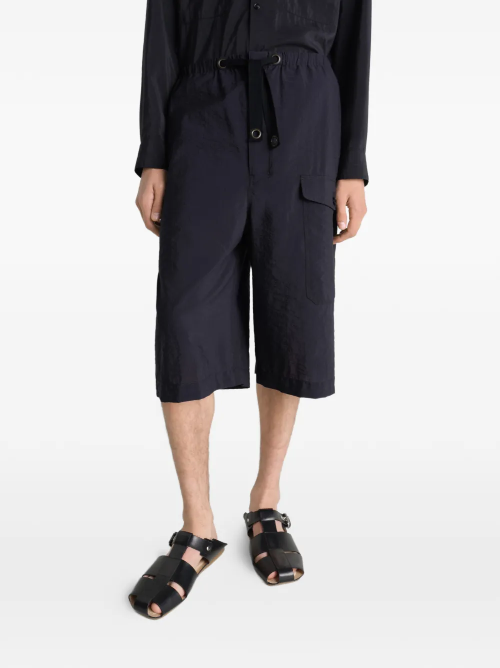  Lemaire Drawstring Cargo Shorts - Black 