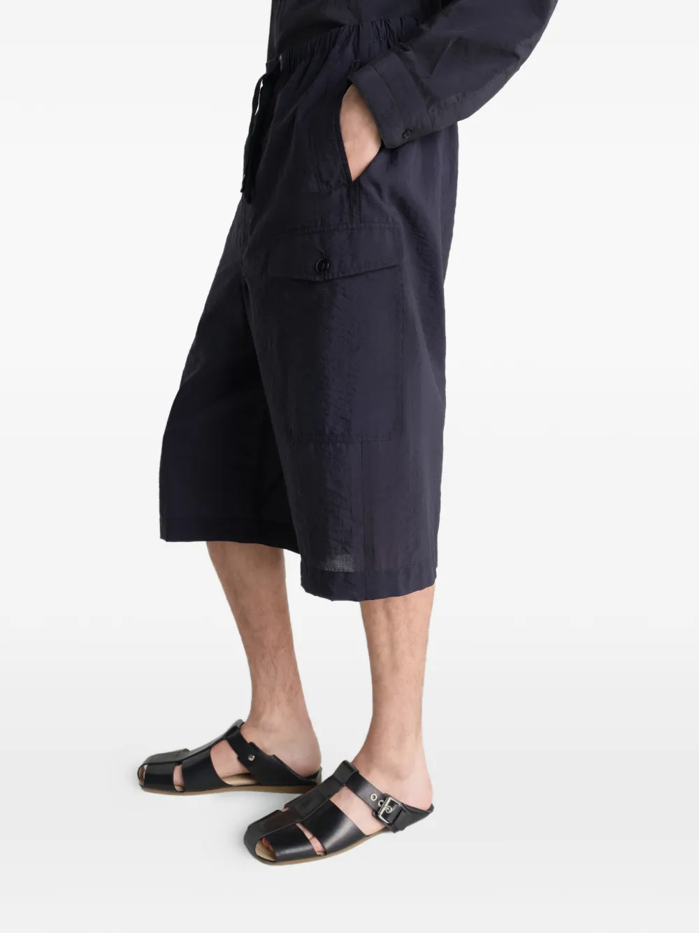 LEMAIRE Cargo easy shorts van technisch katoen Zwart