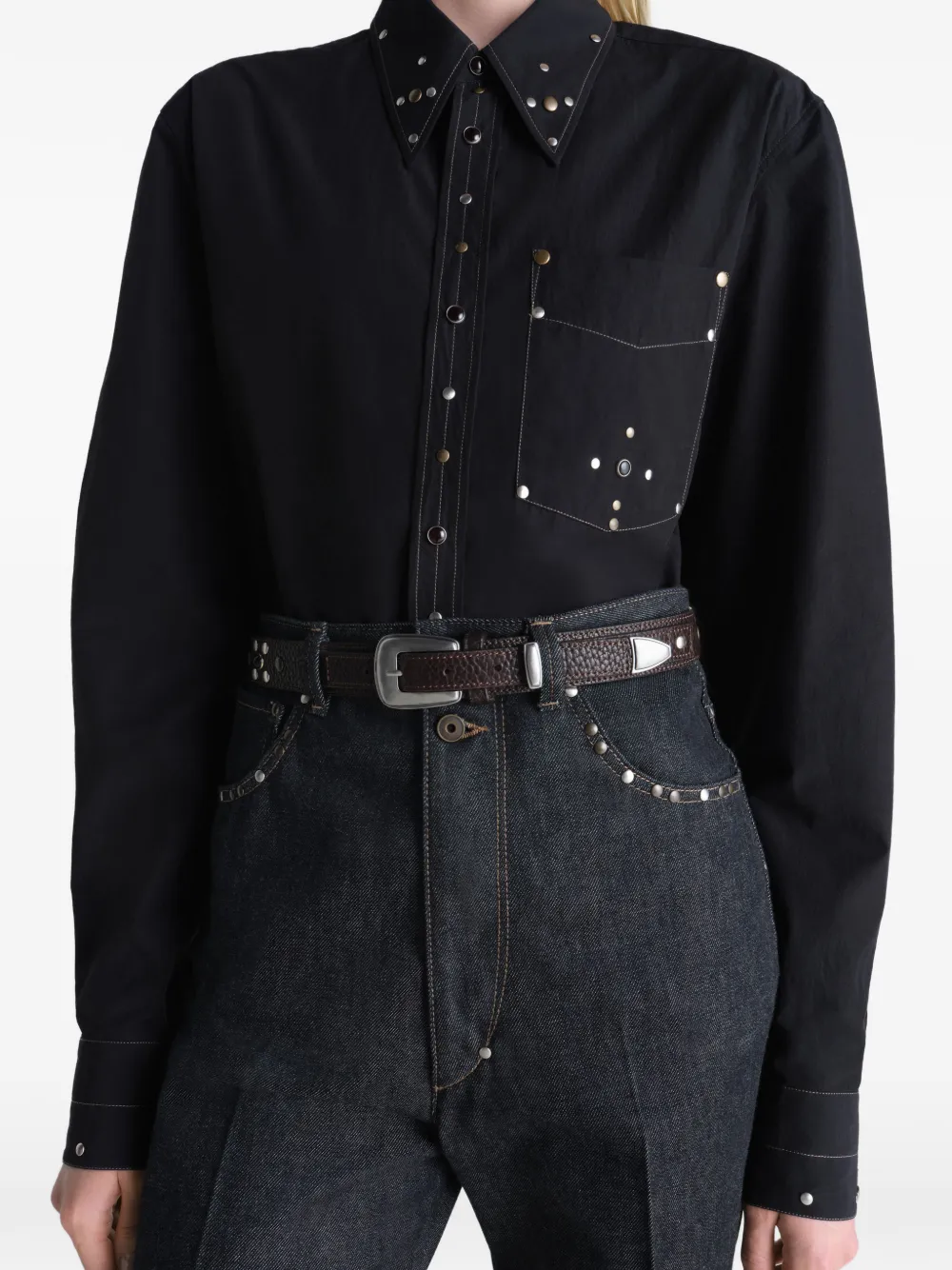  Lemaire Studded Buckle Belt - Brown 
