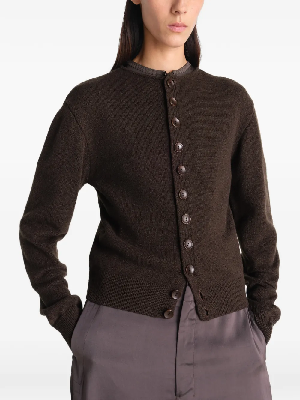  Lemaire Buttoned Cardigan - Brown 