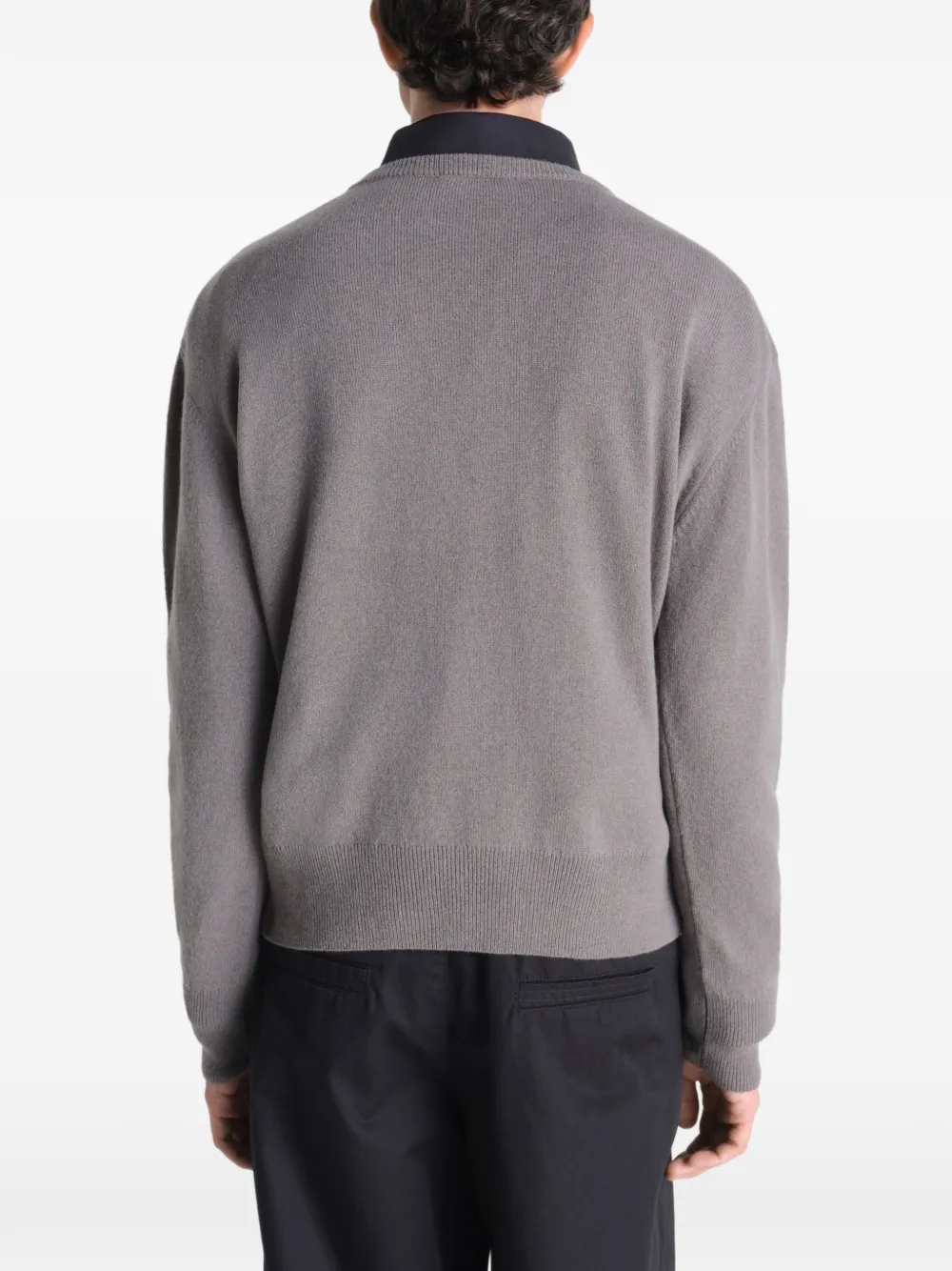Lemaire Crew-neck Sweater in Cashmere Wool in Grey, view 5