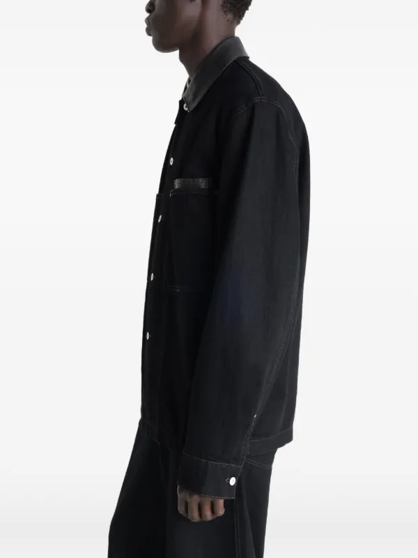 LEMAIRE leather-collar Shirt Jacket | Black | FARFETCH CA
