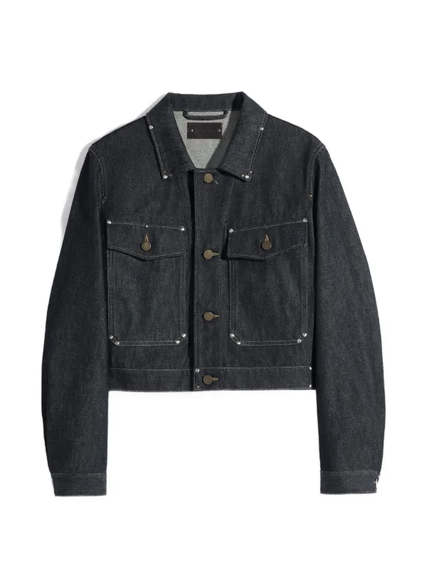Lemaire Studded Cropped Denim Jacket in Blue