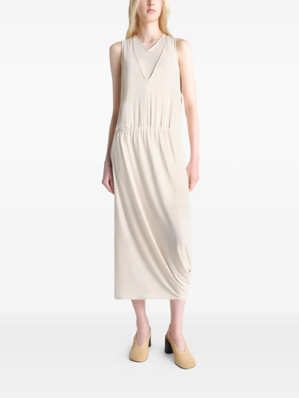  Lemaire Draped Asymmetric Dress - Neutrals 