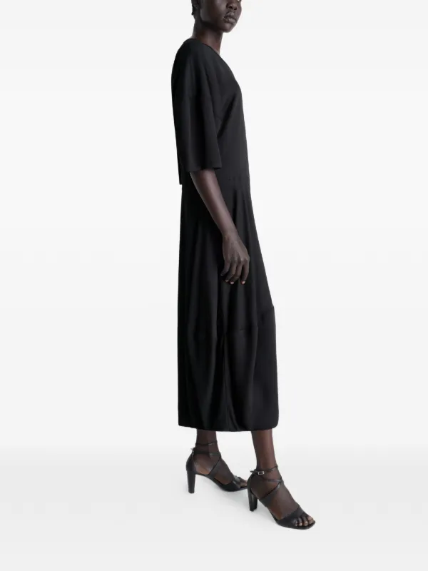 balloon midi dress Balloon Half Sleeve Poplin Midi Dress W/Pockets