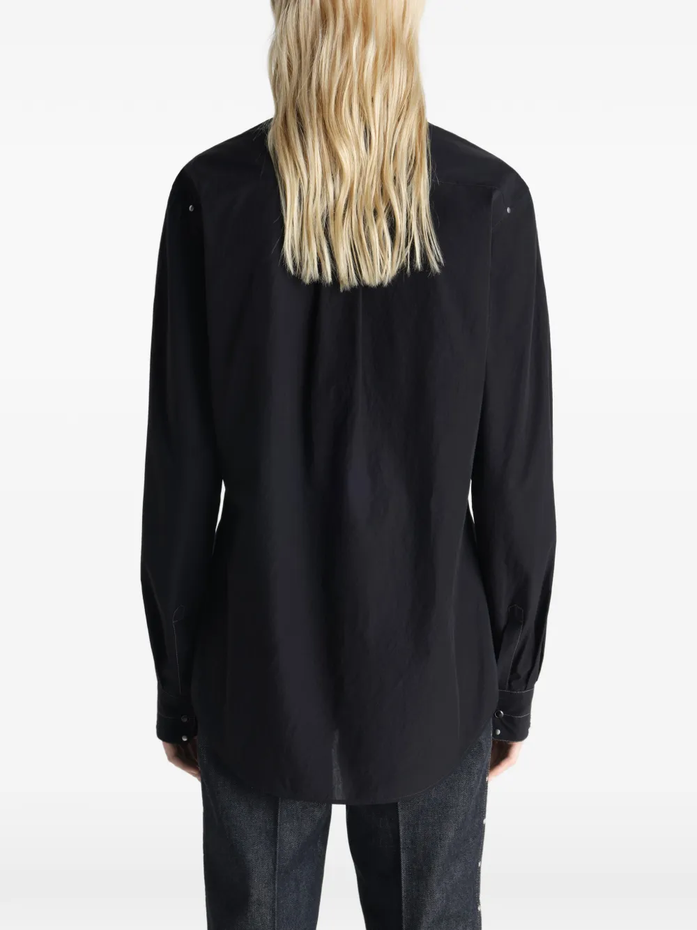 LEMAIRE Getailleerde blouse met studs van crêpe katoen Zwart