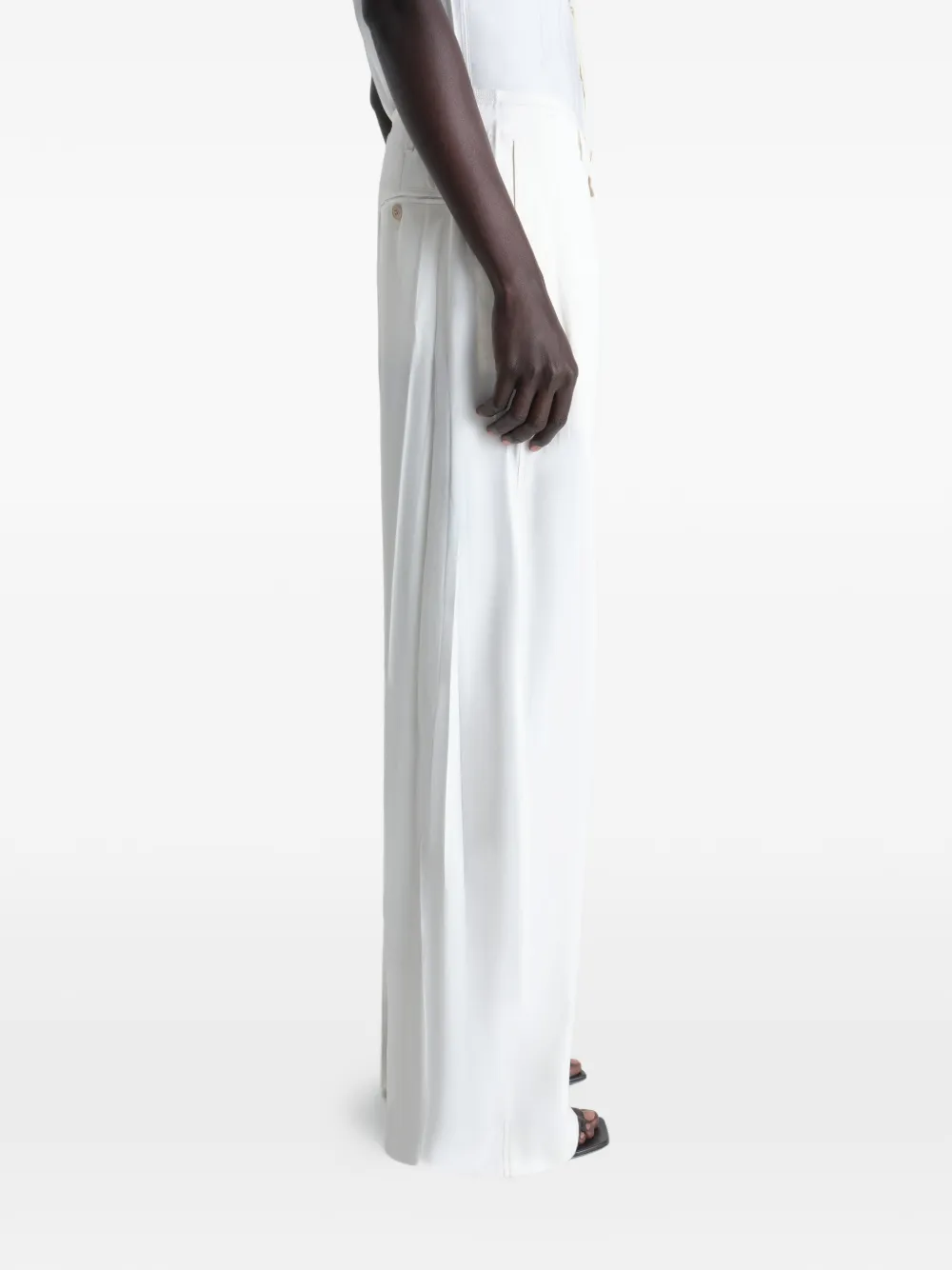 LEMAIRE Geplooide zachte broek van polyviscose twill Wit