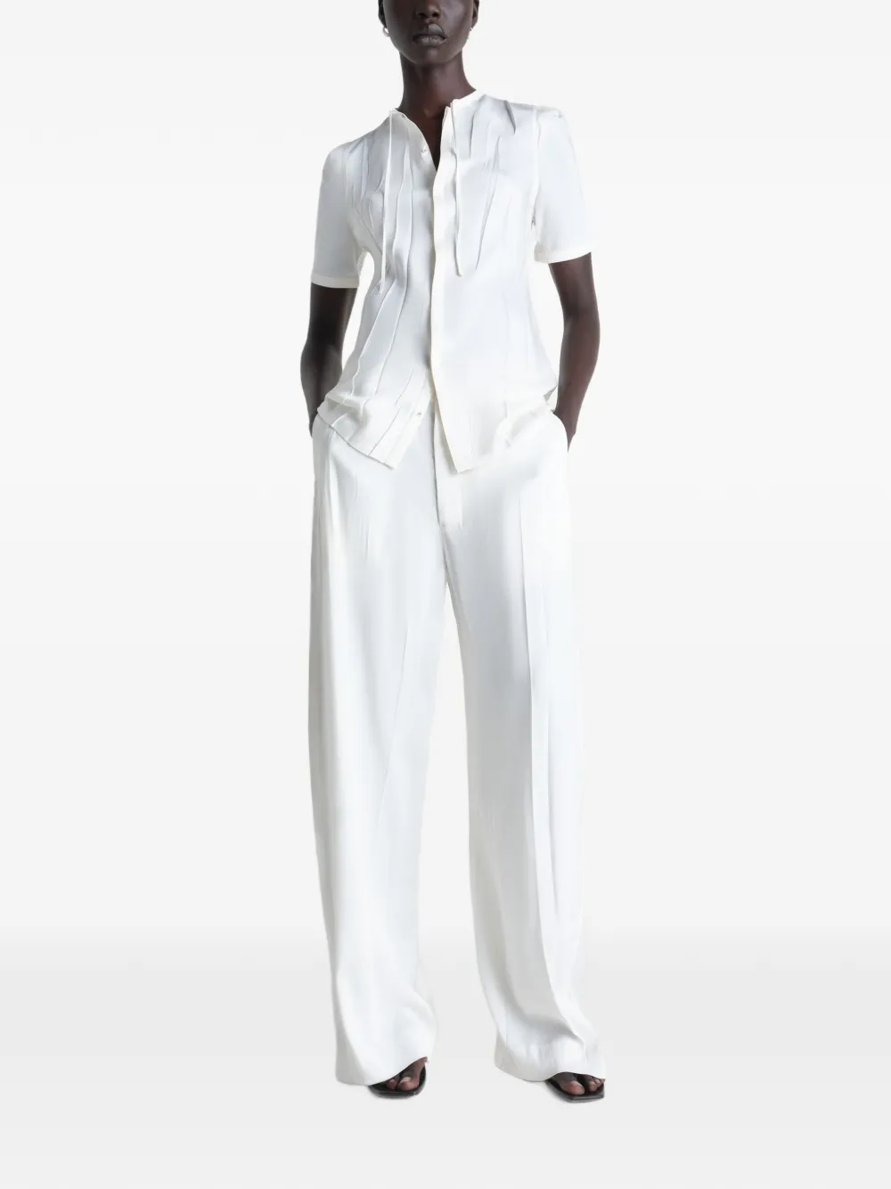 LEMAIRE Geplooide zachte broek van polyviscose twill Wit