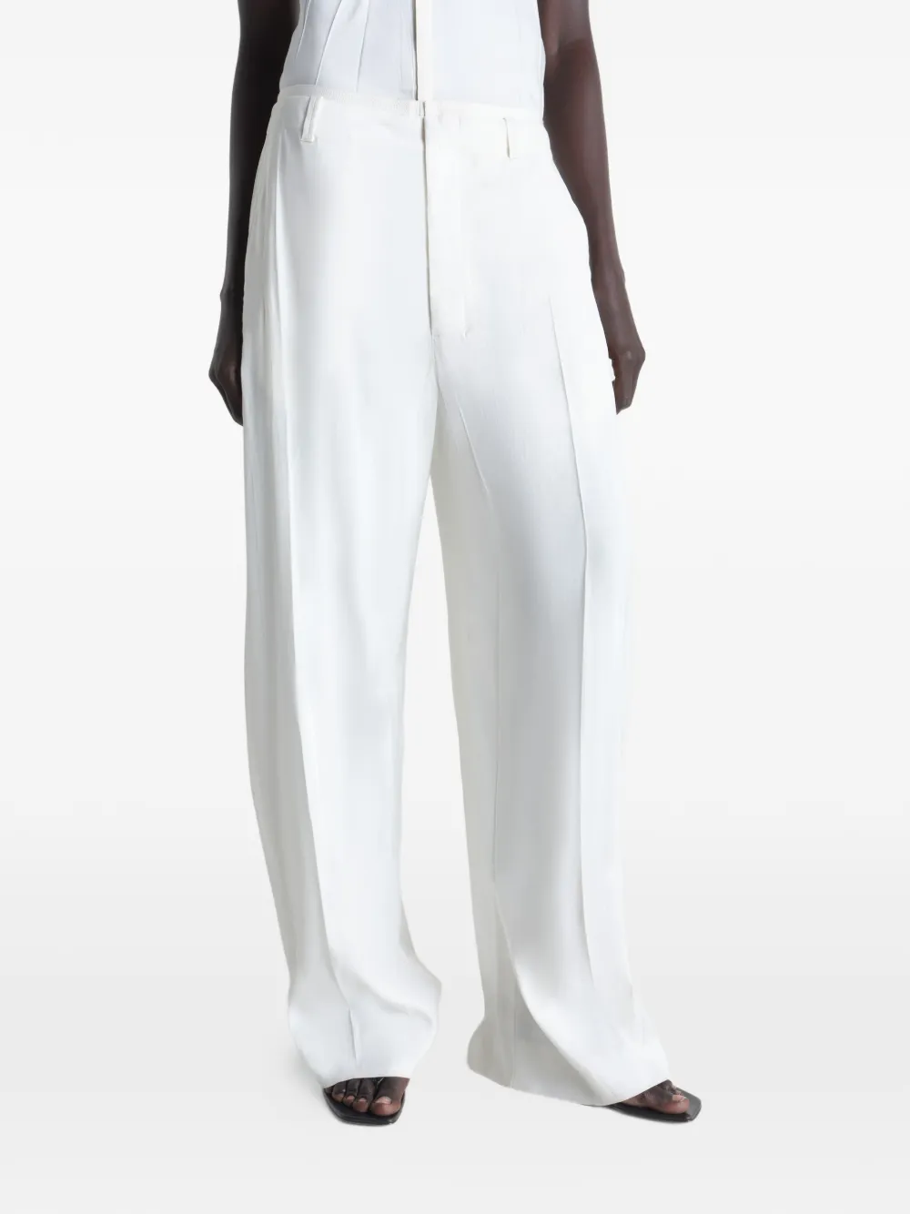 LEMAIRE Geplooide zachte broek van polyviscose twill Wit