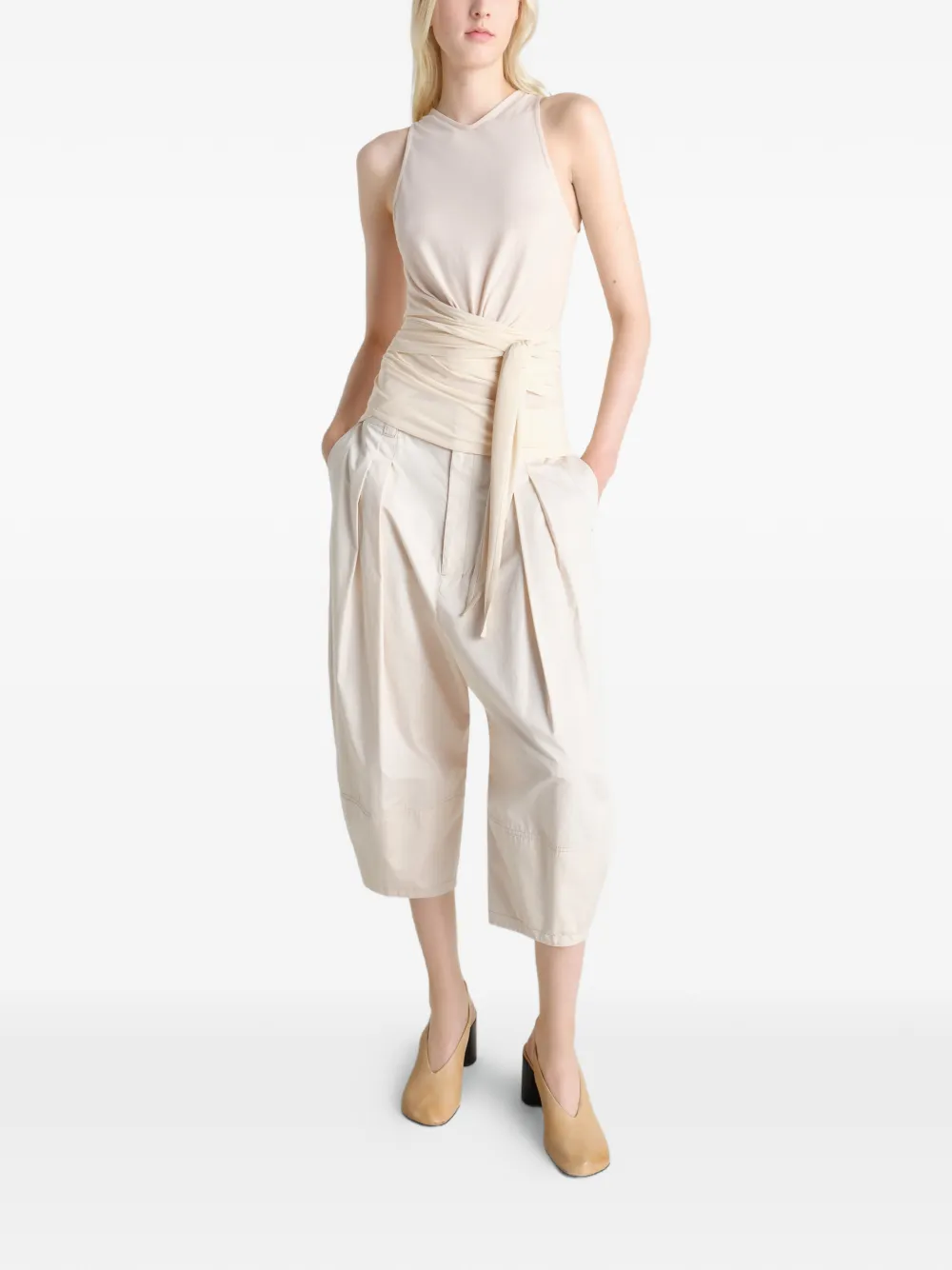  Lemaire Draped Sleeveless Wrap Top - Neutrals 