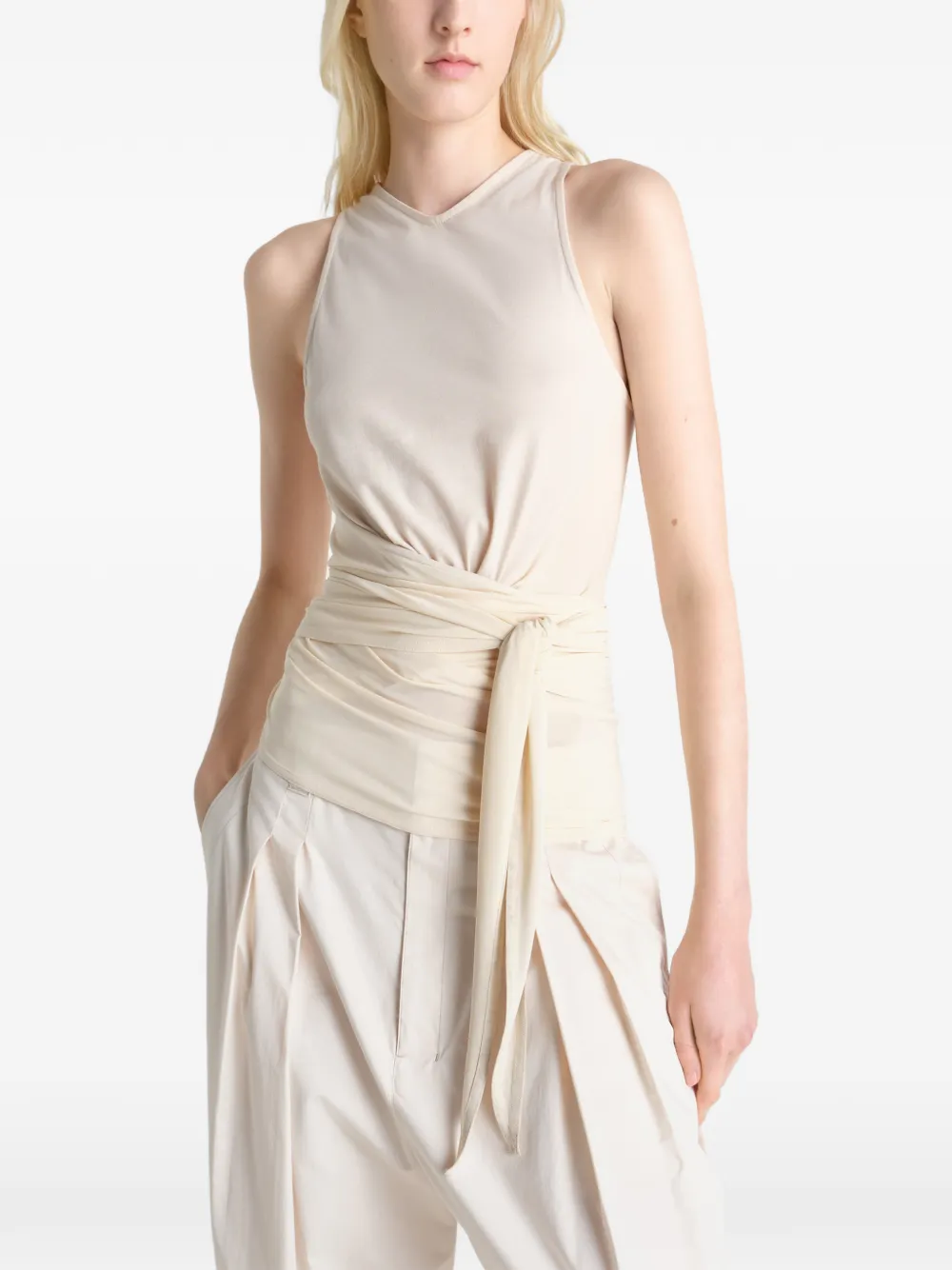  Lemaire Draped Sleeveless Wrap Top - Neutrals 