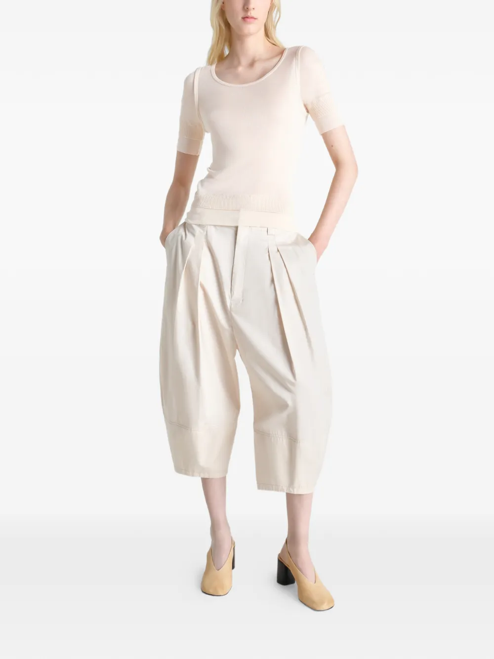  Lemaire Trompe L'oeil Short-sleeve T-shirt - Neutrals 