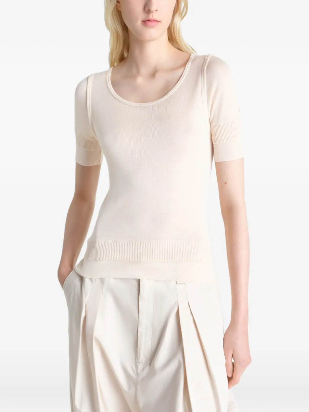  Lemaire Trompe L'oeil Short-sleeve T-shirt - Neutrals 