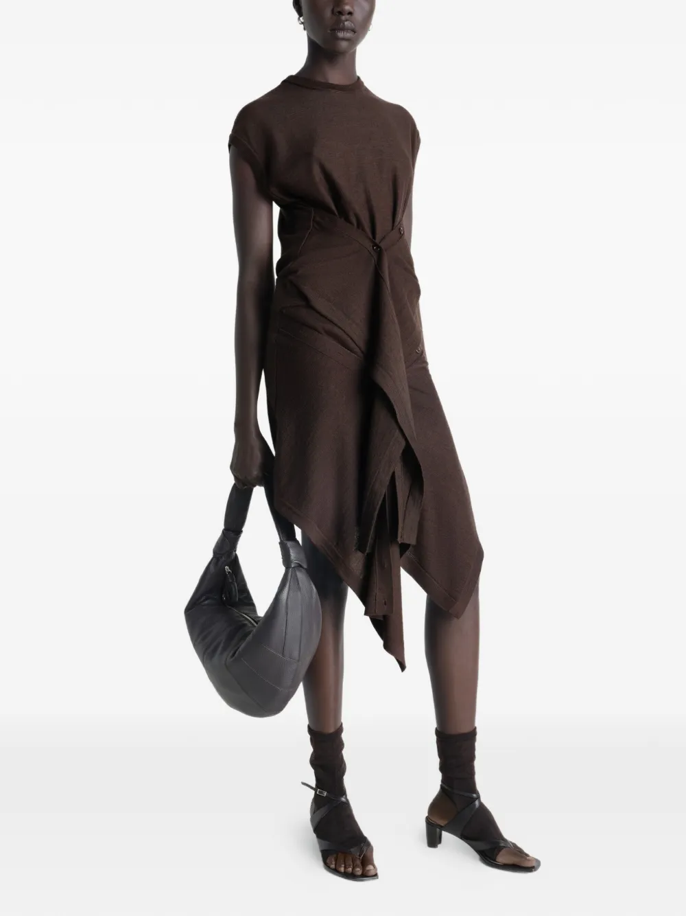  Lemaire Buttoned Asymmetric Skirt - Brown 