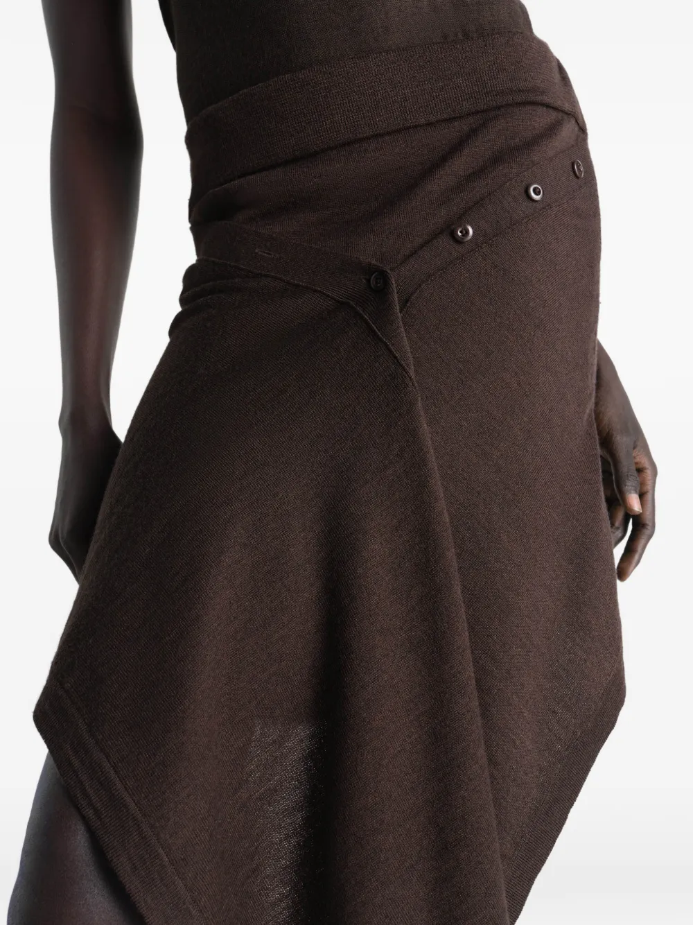 LEMAIRE Rok van merinowolblend met knopen Bruin