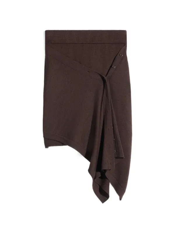 Lemaire Buttoned Skirt in Merino Blend in Brown
