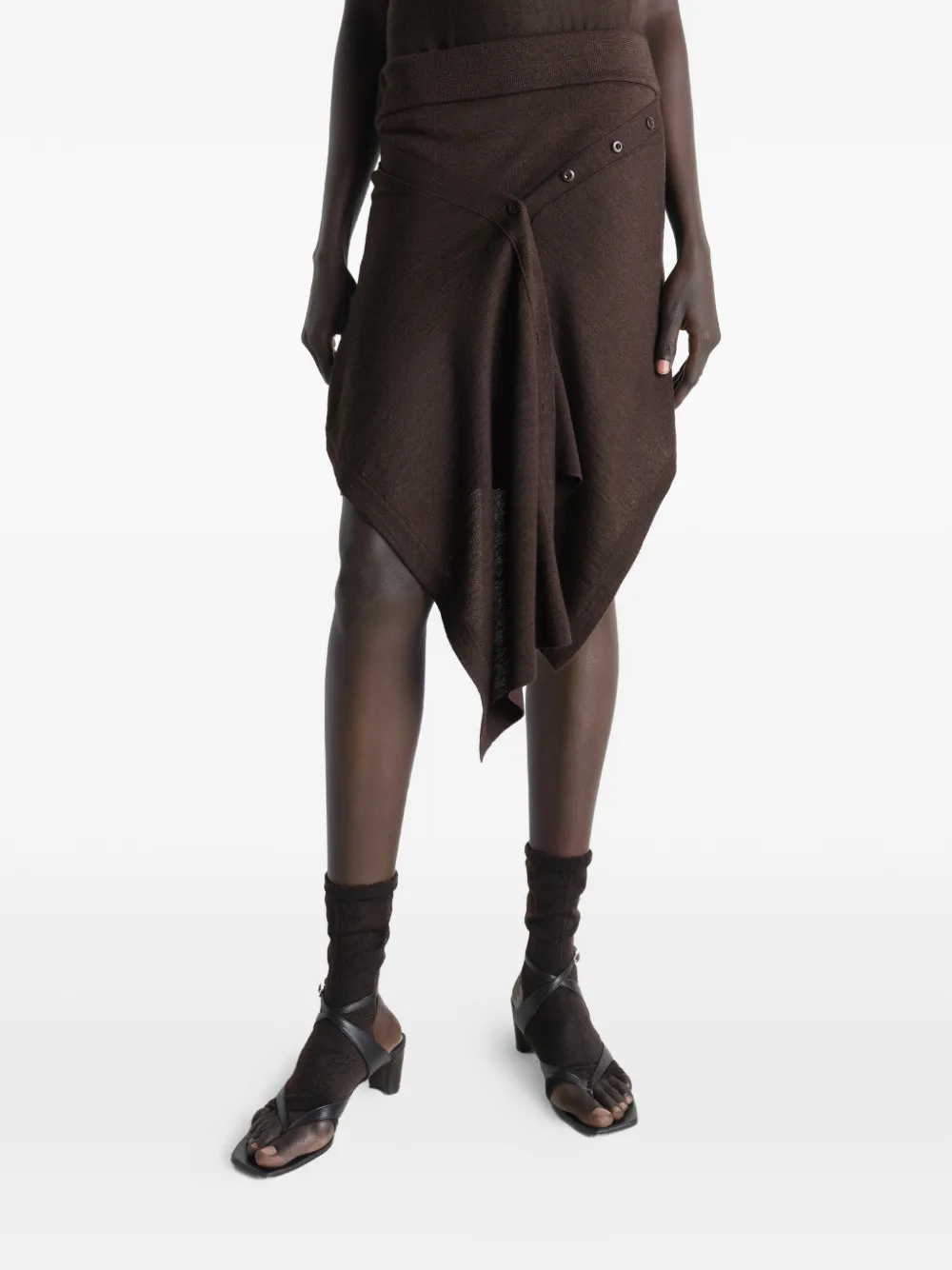  Lemaire Buttoned Asymmetric Skirt - Brown 