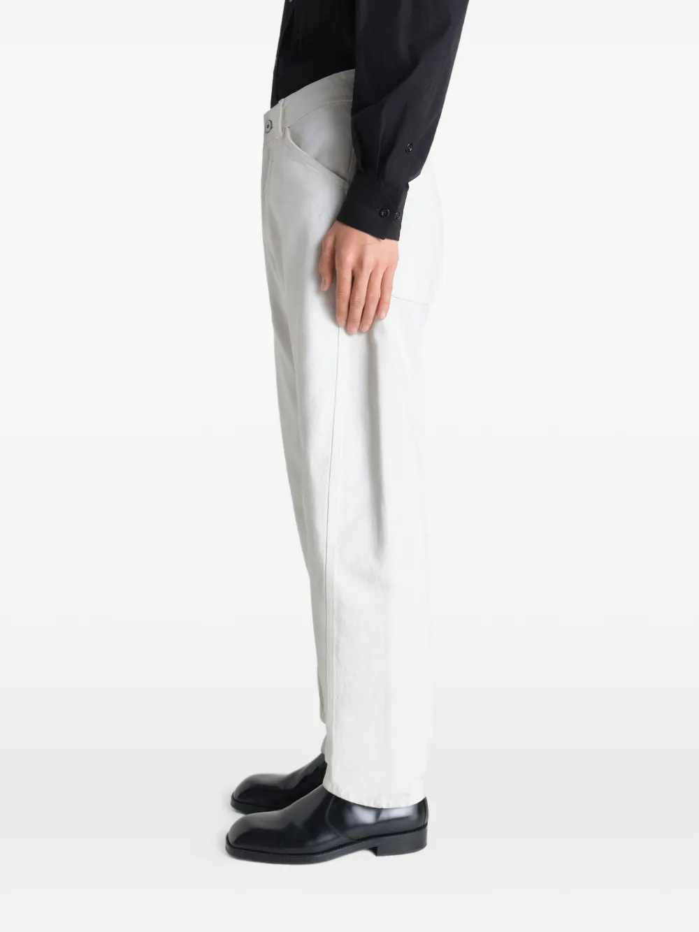 LEMAIRE Jeans met meerdere zakken en riemlus Wit