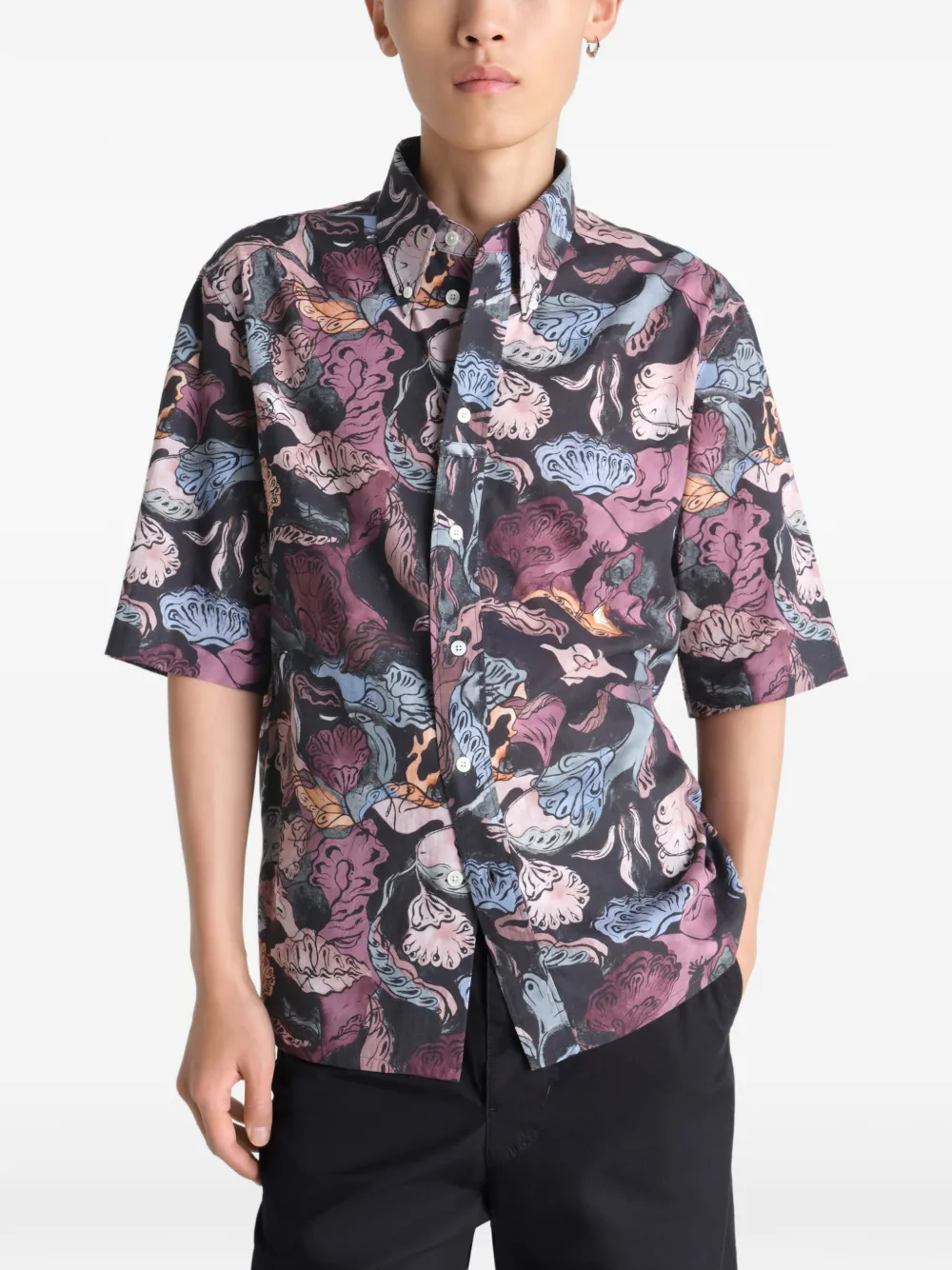  Lemaire Short-sleeve Buttoned Shirt - Black 