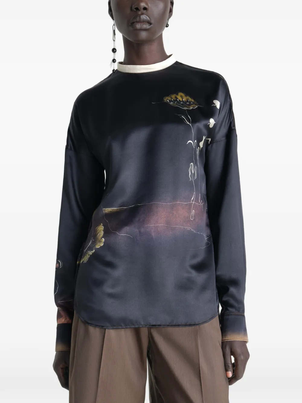  Lemaire Blusa Estampada - Negro 