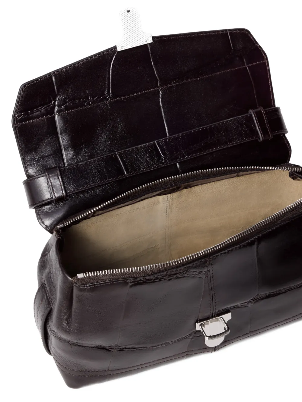 LEMAIRE Gear kleine schoudertas met krokodillen-reliëf Zwart