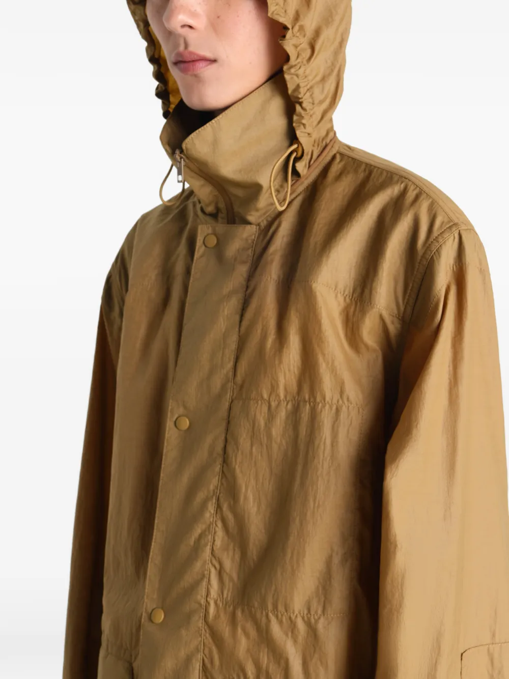 LEMAIRE Hooded Raincoat In Light Nylon | Brown | FARFETCH