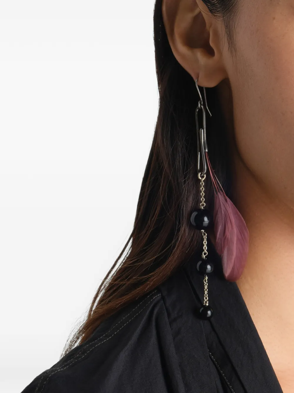 LEMAIRE feather dot earring - Argento