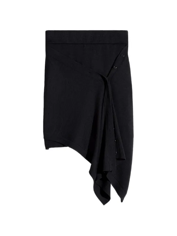 Lemaire Buttoned Draped Asymmetric Skirt in Black