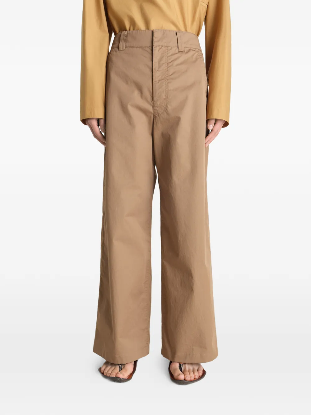 LEMAIRE Straight broek van licht katoenen twill Beige
