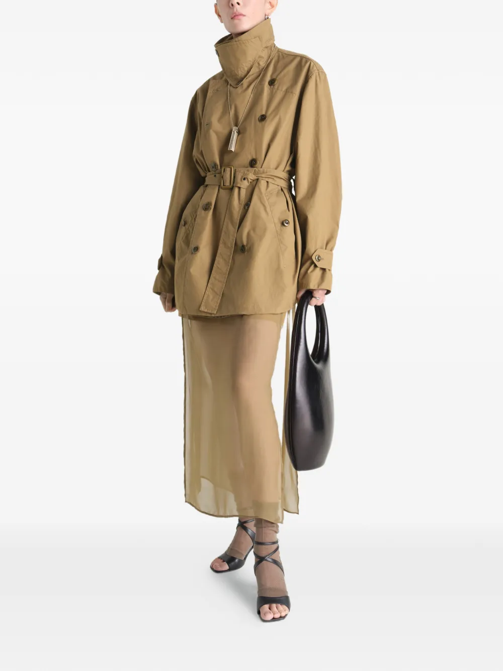  Lemaire Double-breasted Belted Coat - Green 
