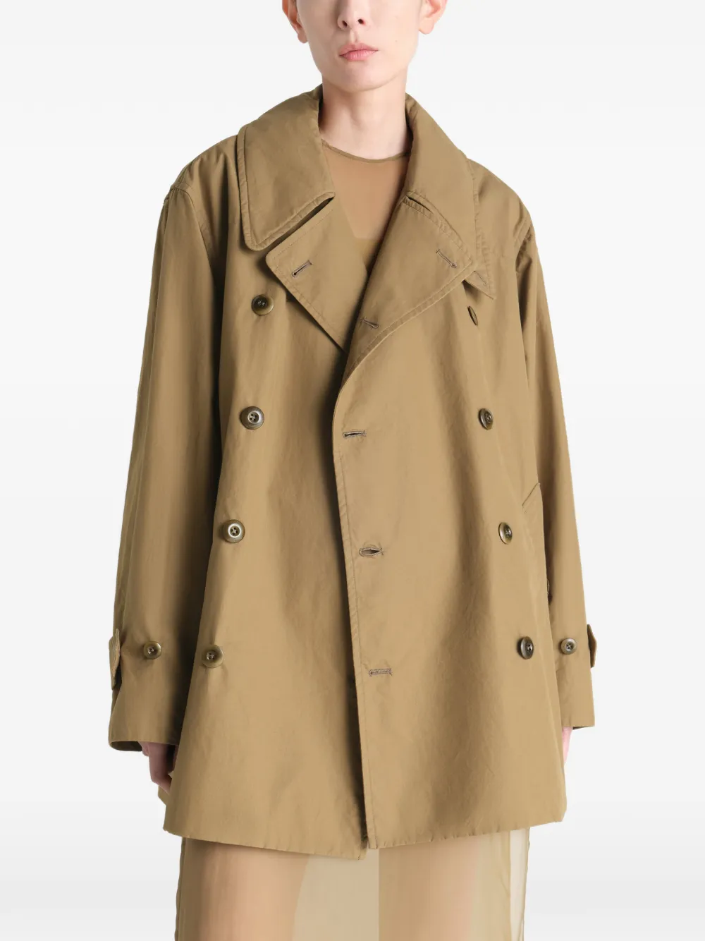  Lemaire Double-breasted Belted Coat - Green 