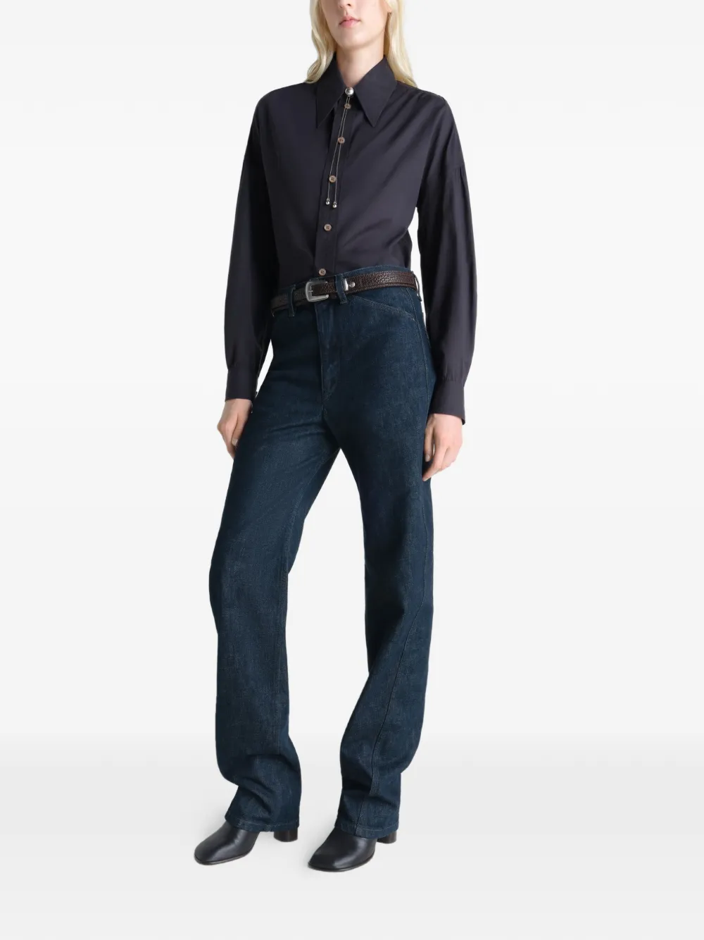  Lemaire Pointed Collar Shirt - Black 