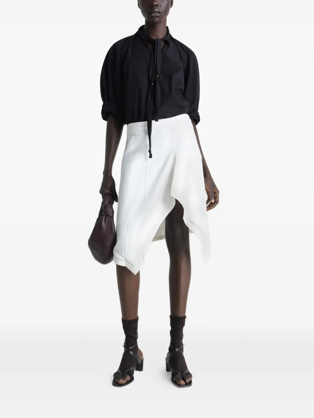 LEMAIRE Geplooide foulard rok van poly viscose twill Wit