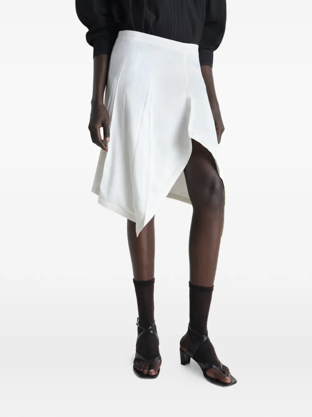 LEMAIRE Geplooide foulard rok van poly viscose twill Wit
