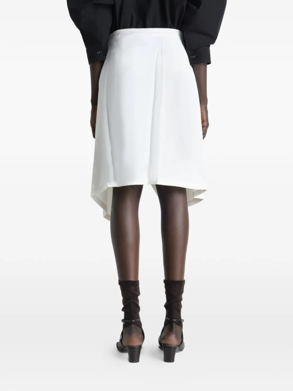 LEMAIRE Geplooide foulard rok van poly viscose twill Wit