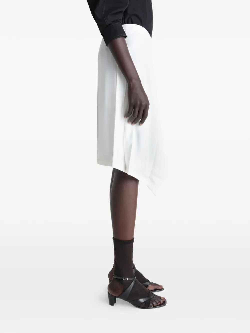 LEMAIRE Geplooide foulard rok van poly viscose twill Wit