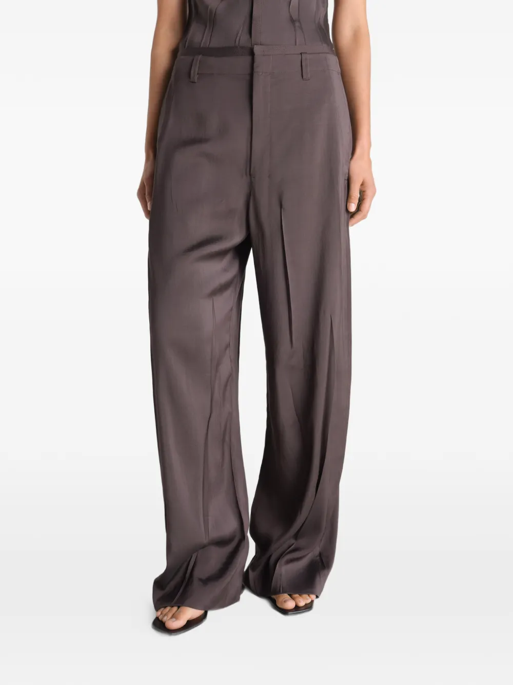 LEMAIRE Geplooide zachte broek van polyviscose twill Bruin