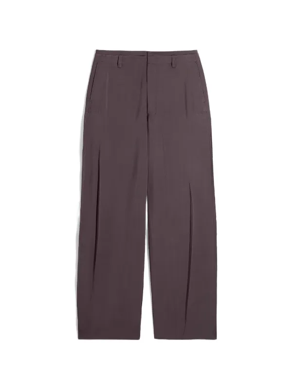 Lemaire Creased Soft Pants in Poly Viscose Twill in Brown