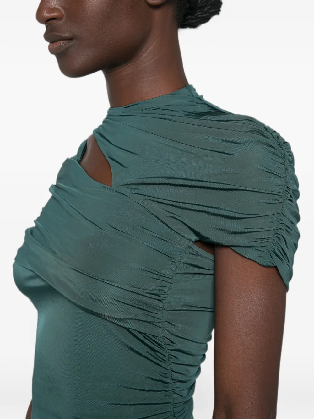 Balmain Gedrapeerde jersey jurk Groen