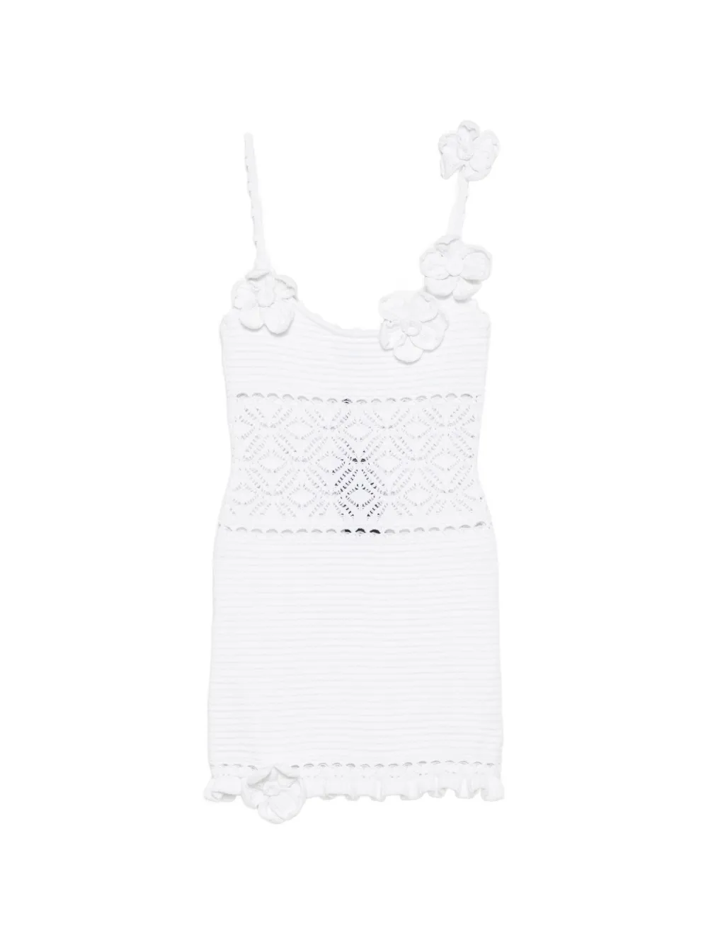 Retrofete Orleane floral-appliqué crochet dress - White