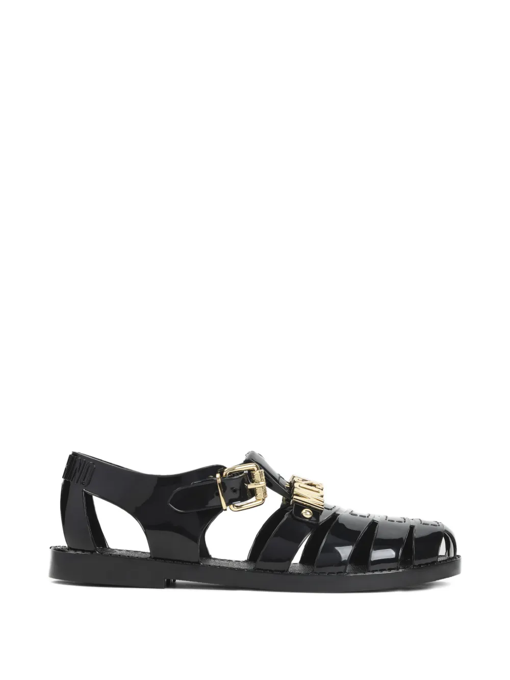 Moschino logo buckle sandals Zwart