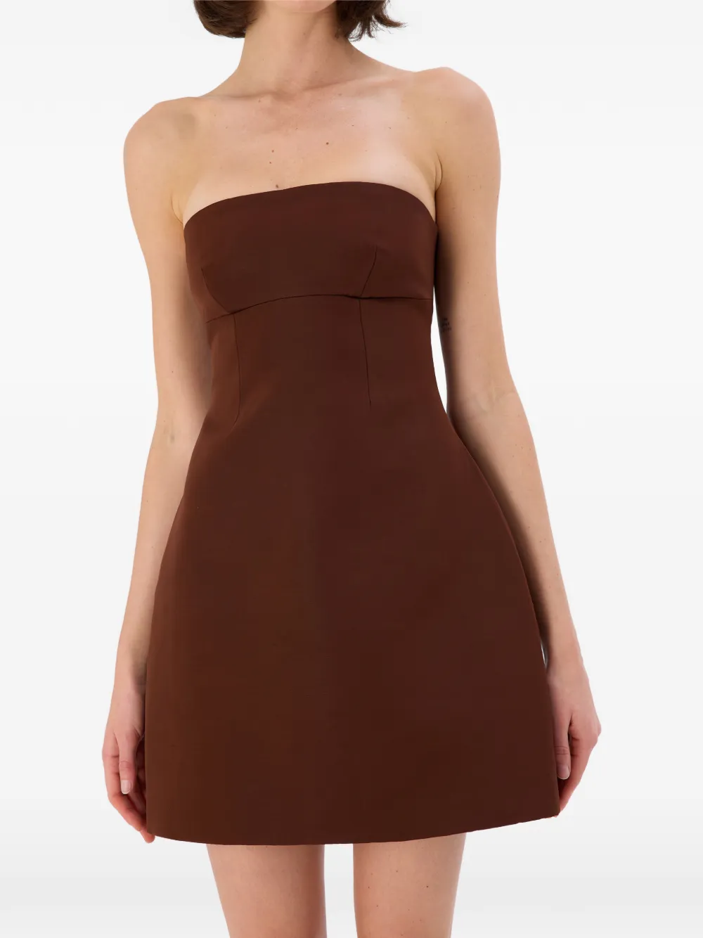 OCCLEUS Liv strapless mini-jurk Bruin