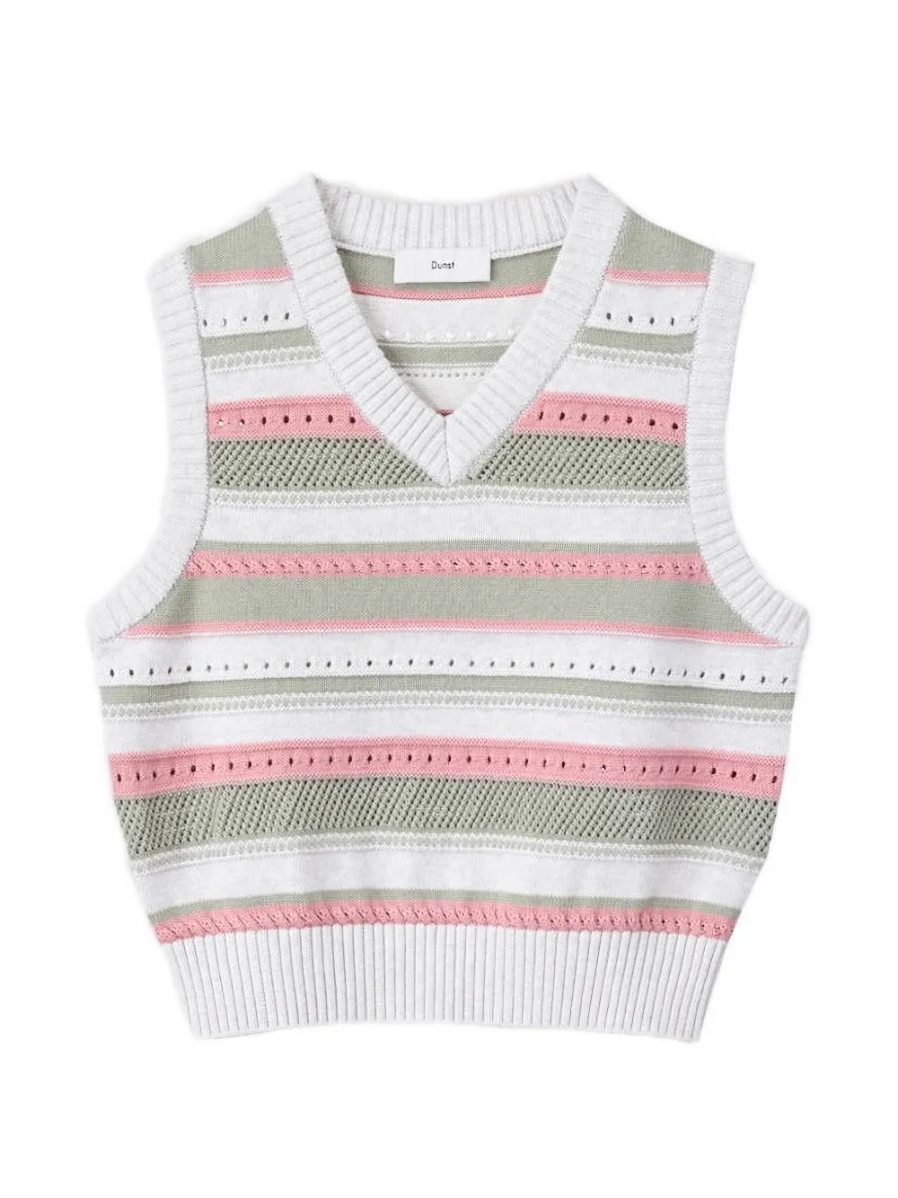 Dunst Striped Knitted Vest In White