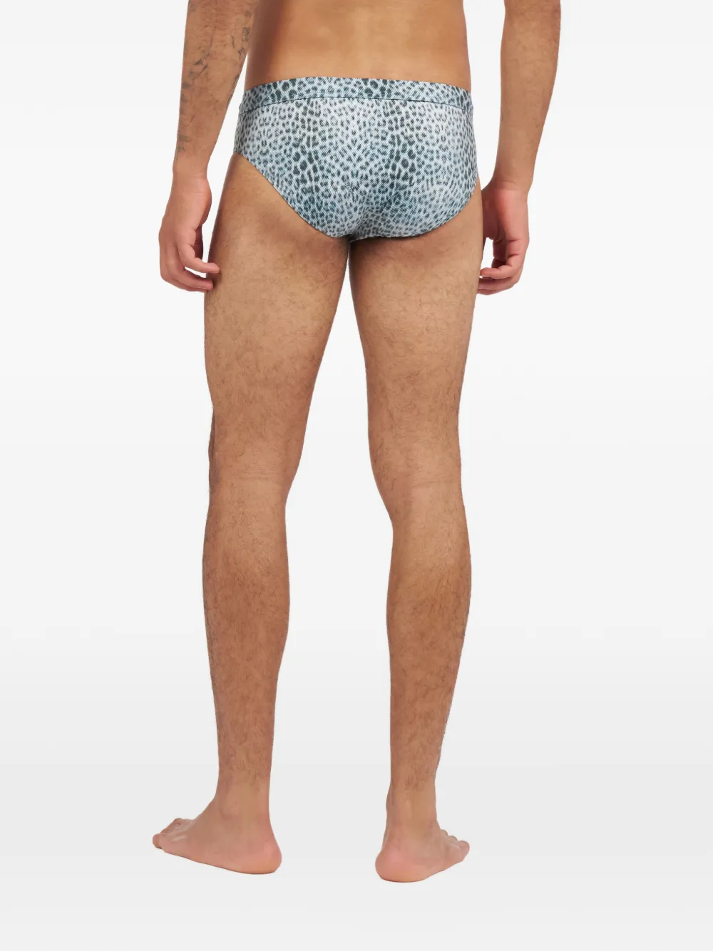 animal-print swim trunks