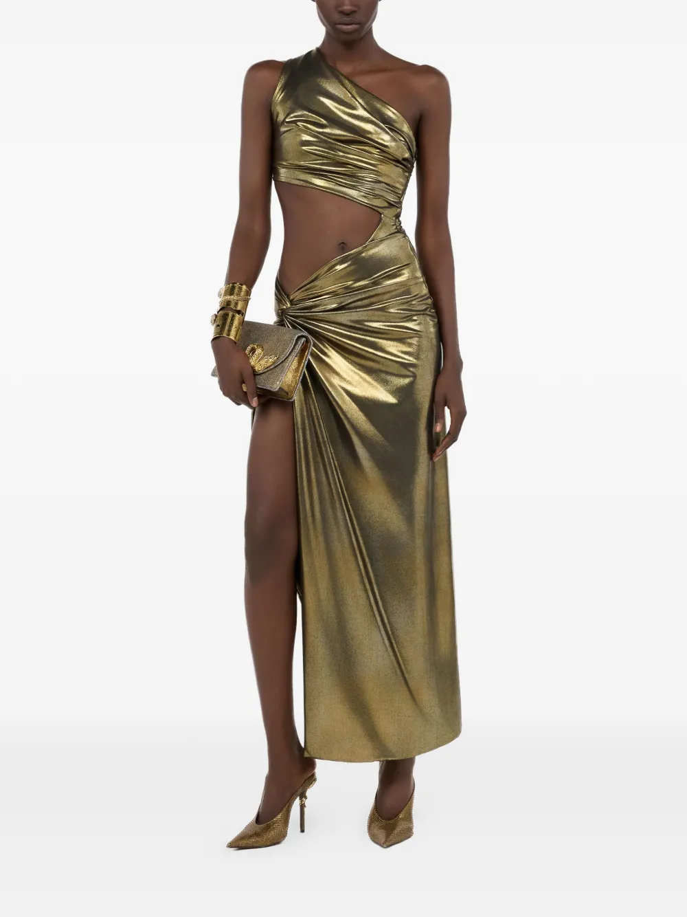Roberto Cavalli Asymmetrische midi-jurk Goud
